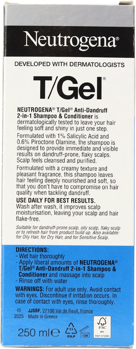 Neutrogena T-Gel Anti-Dandruff 2-in-1 Shampoo + Conditioner 250ml - 2