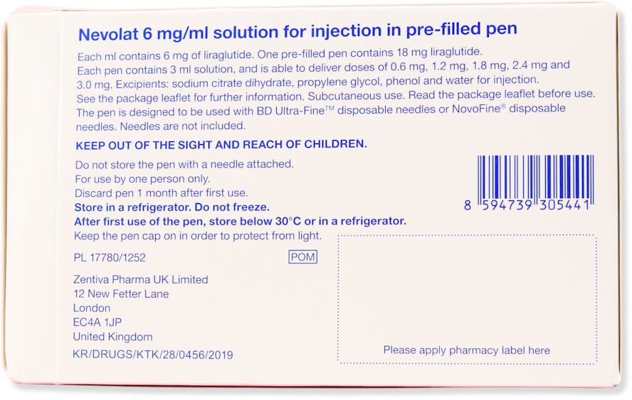 Nevolat - Liraglutide 6mg/ml 5 x 3ml Pens (Maintenance) - 2