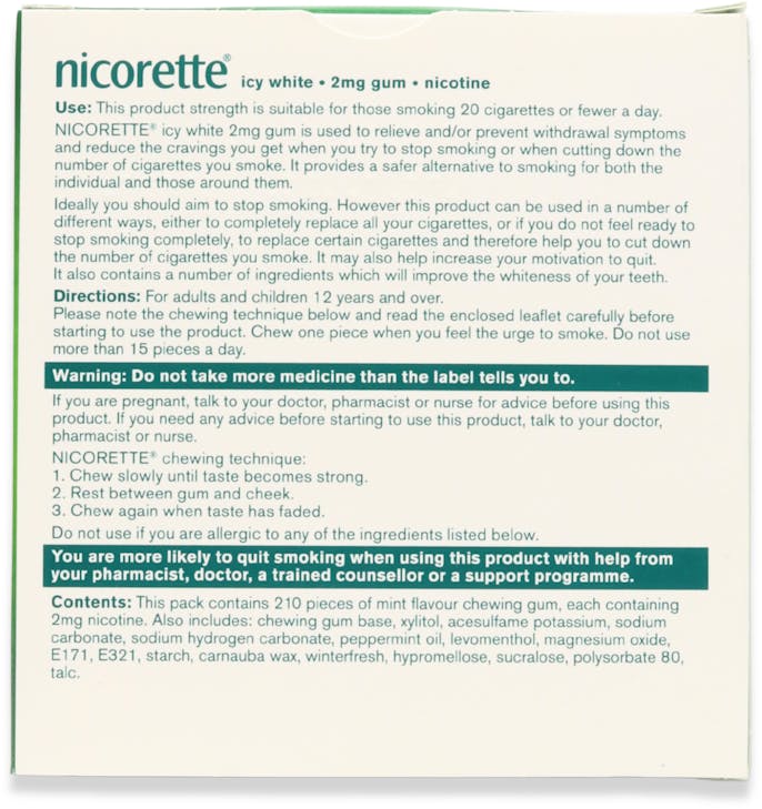 Nicorette Icy White 2mg Nicotine Gum 210 Pack - 2