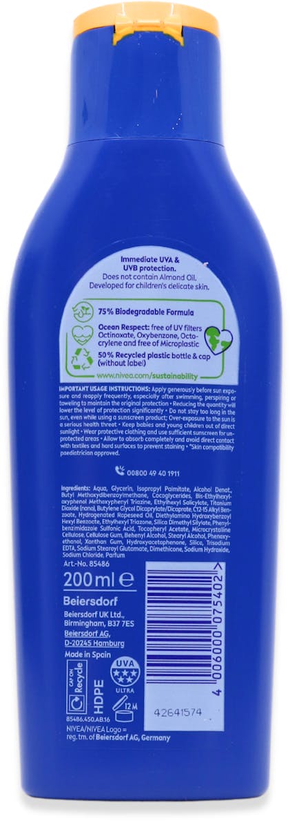 Nivea Sun Kids Protect & Care Sun Lotion SPF50+ 200ml - 2
