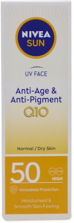 Photos - Sun Skin Care Nivea Uv Face Q10 Anti-Age & Anti-Pigments SPF50 50ml 