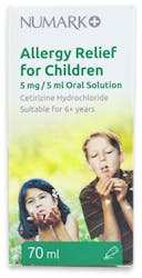 Numark Allergy Relief for Children 5mg/5ml Cetirizine Dihydrochloride Oral Solution 70ml