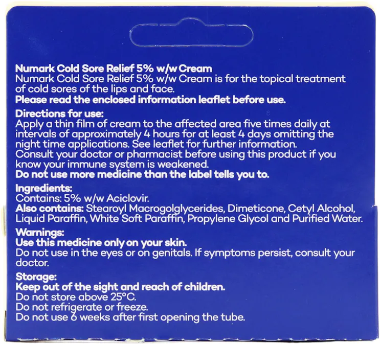 Numark Cold Sore Cream 2g - 2