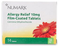 Numark Hay Fever Relief Cetirizine 10mg 14 Tablets