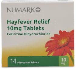 Numark Hay Fever Relief Cetirizine 10mg 14 Tablets