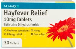 Numark Hay Fever Relief Cetirizine 10mg 30 Tablets