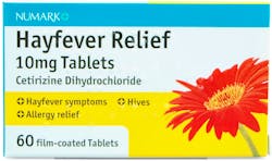 Numark Hay Fever Relief Cetirizine 10mg 60 Tablets