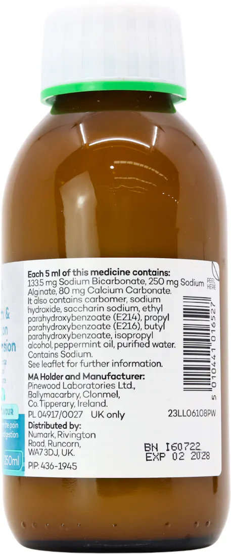 Numark Heartburn & Indisgestion Oral Suspension Peppermint 250ml - 2
