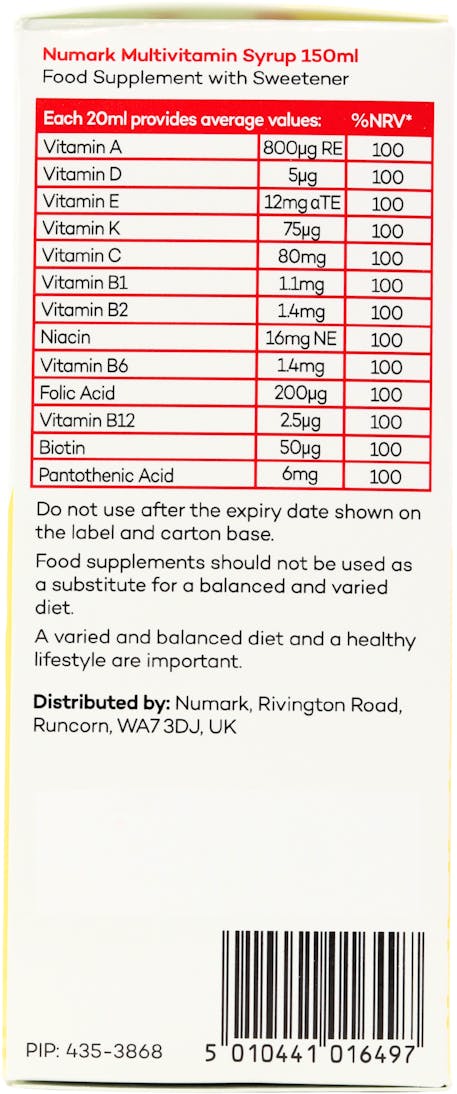 Numark Multivitamin Syrup Orange Flavour 150ml - 3