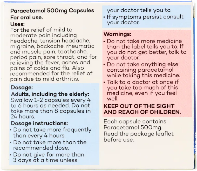 Numark Paracetamol 500mg 16 Capsules - 2