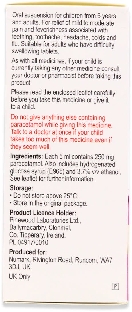 Numark Paracetamol Suspension 250mg/5ml Ages 6+ 200ml - 3