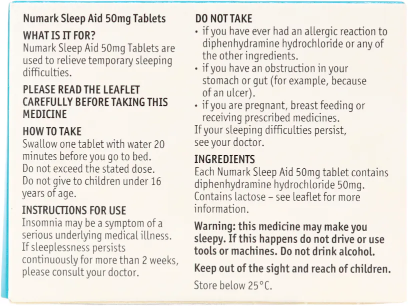 Numark Sleep Aid 50mg 20 Tablets - 2