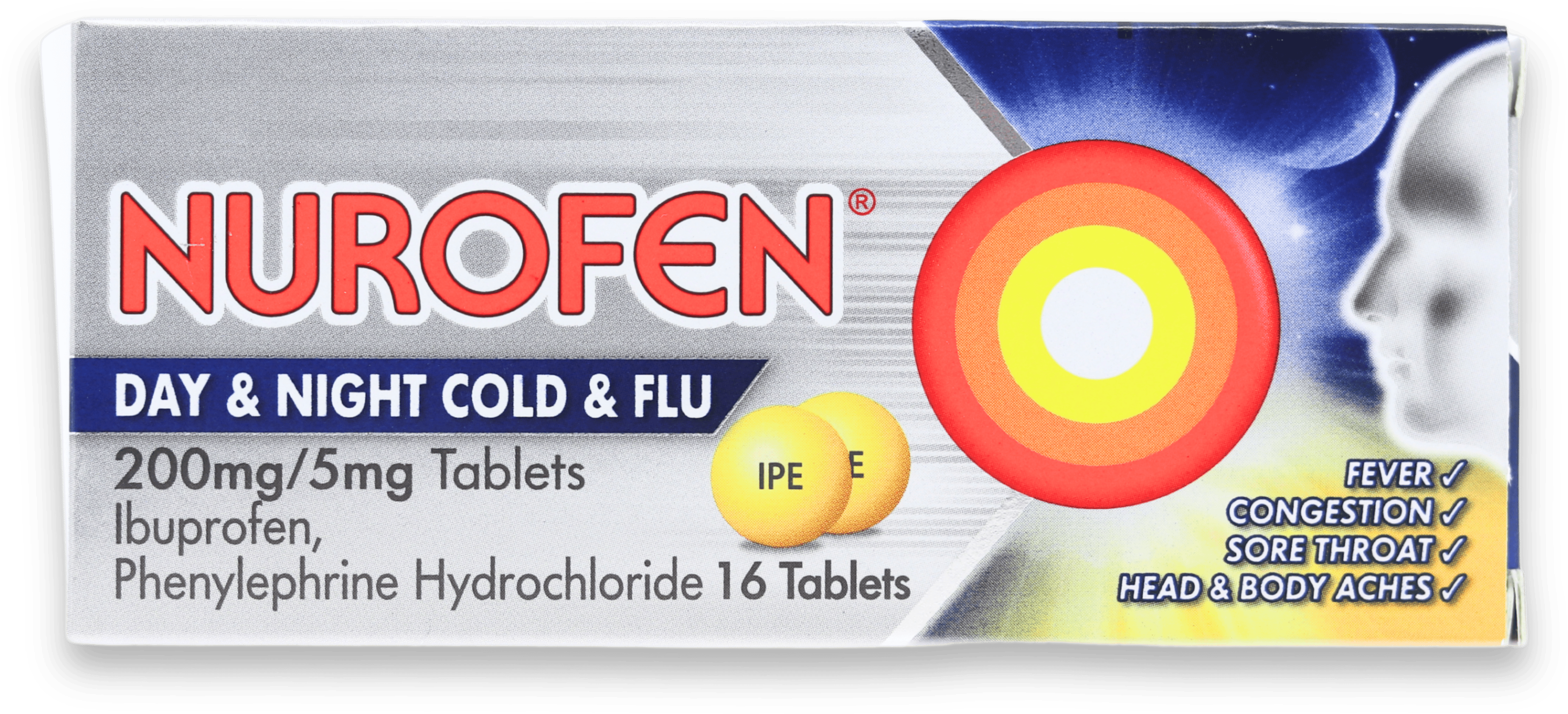 Nurofen Day & Night Cold & Flu 200mg/5 mg 16 Tablets