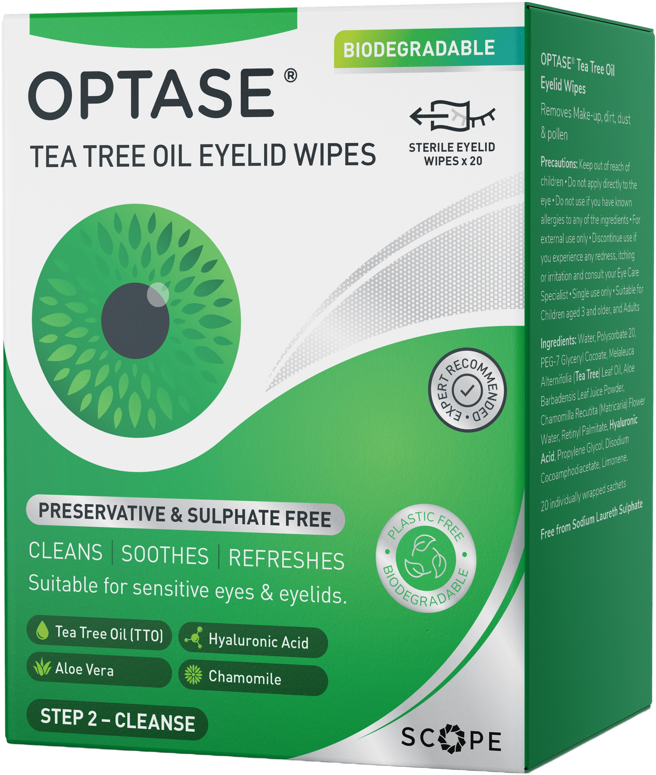 Optase Tea Tree Oil Eyelid Wipes 20 Pack