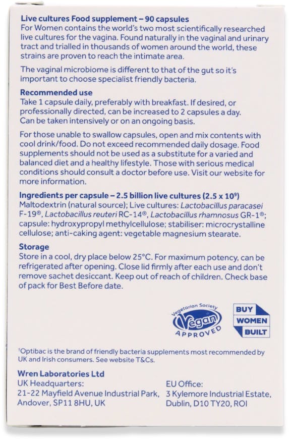 Optibac Intimate Flora for Women Probiotics 90 Capsules - 3