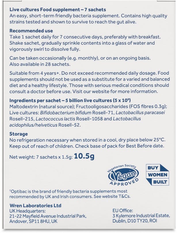 Optibac Probiotics One Week Flat 7 Sachets - 3