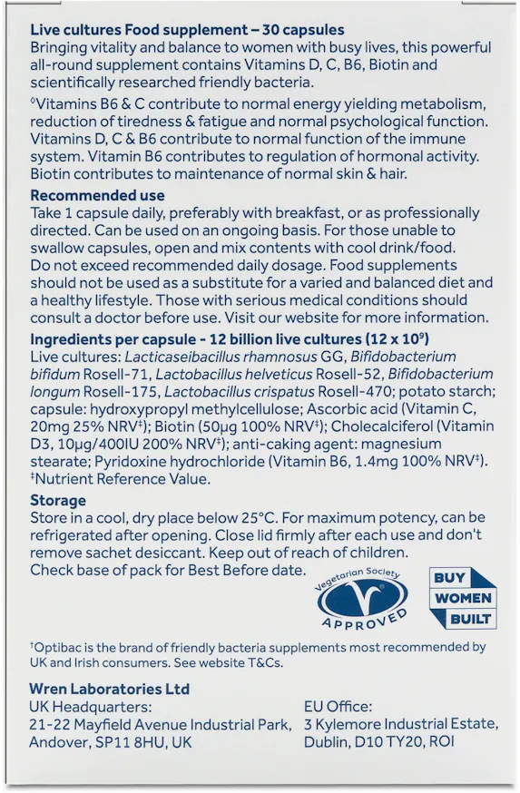 Optibac Probiotics Women's Wellbeing 30 Capsules - 3