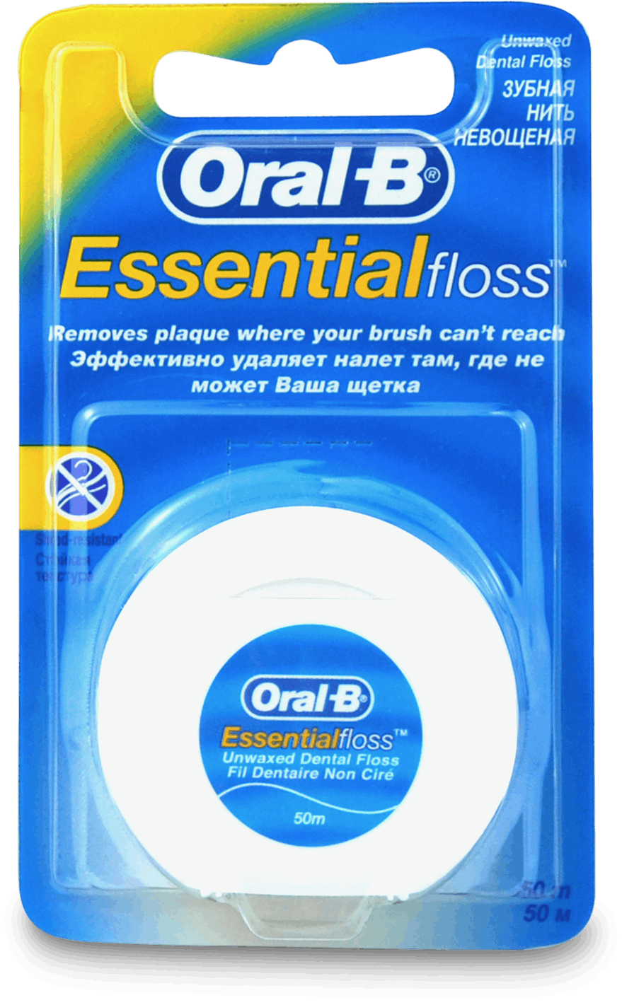 Oral-B Essential Dental Floss Unwaxed Unflavoured 50m | Medino.com