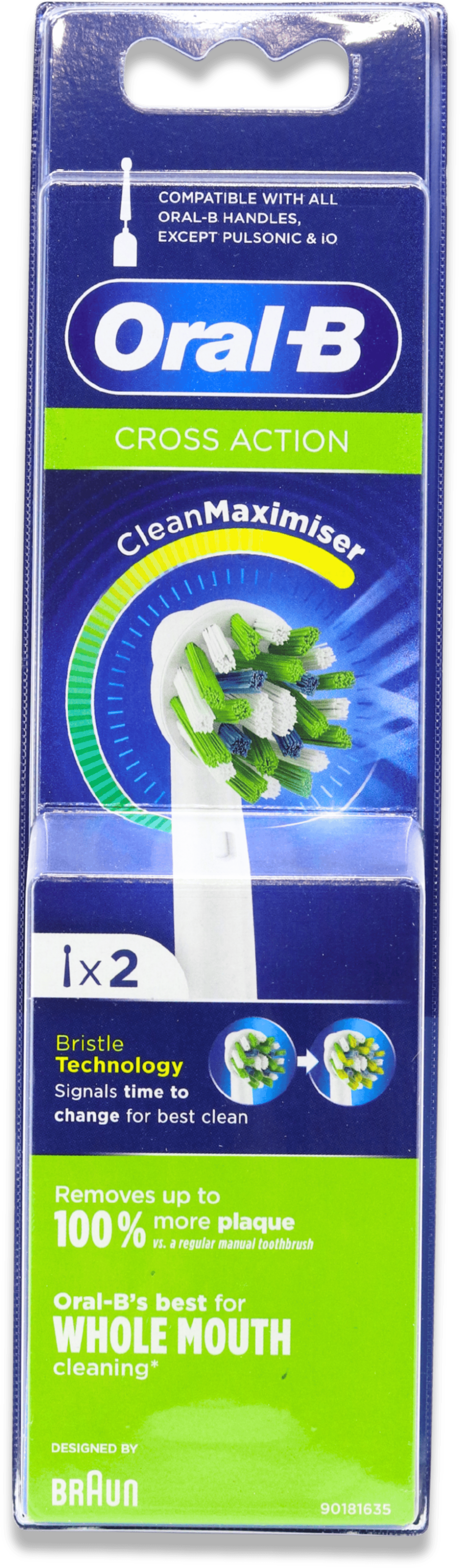 Oral-B Cross Action White Toothbrush Head Replacement 2 Pack