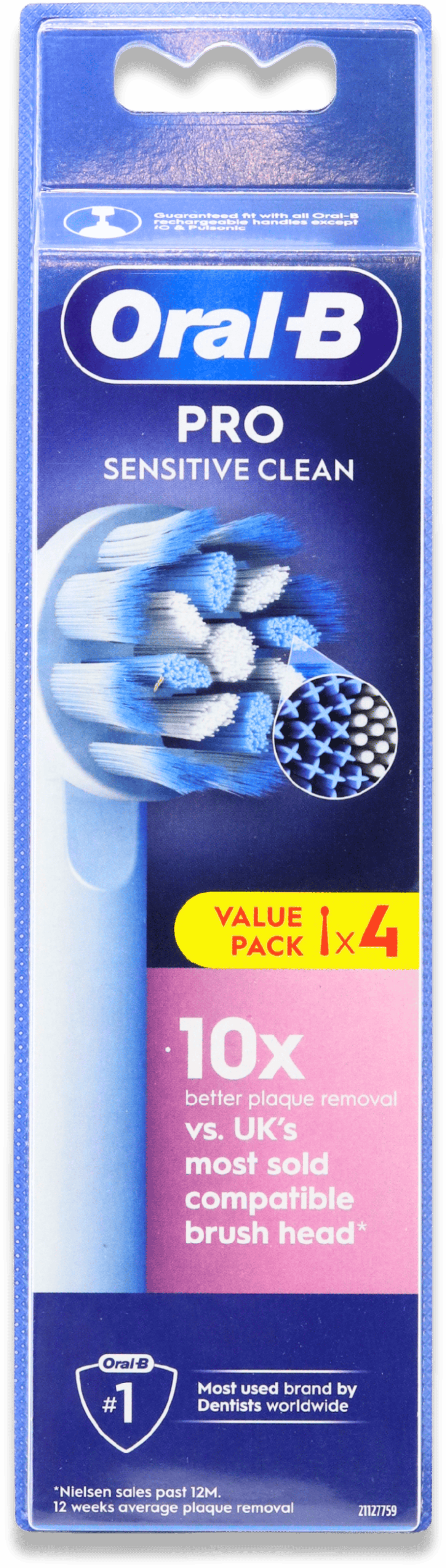 Oral-B Pro Sensitive Clean White Toothbrush Head Replacement 4 Pack