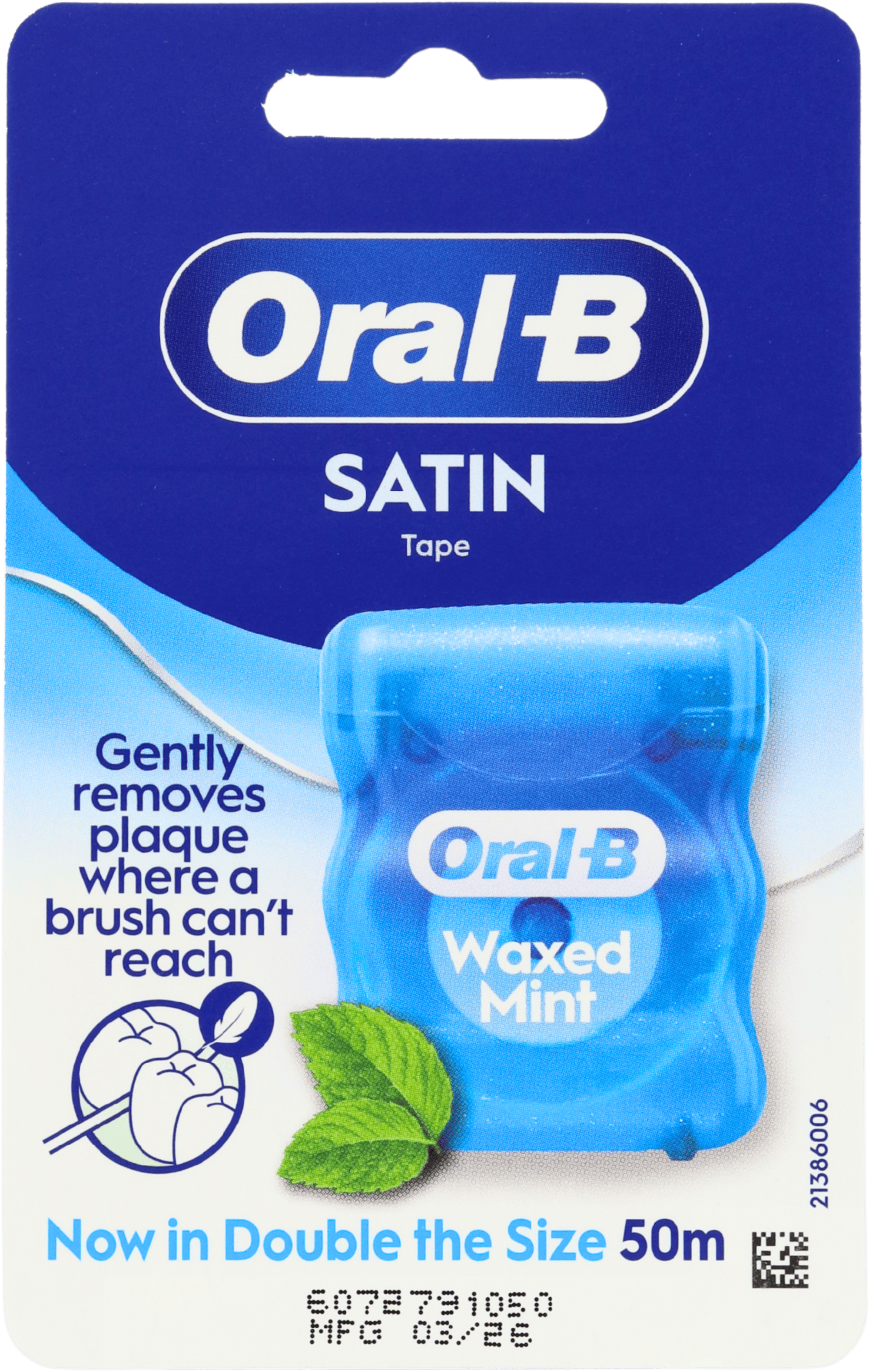 Oral-B Satin Tape Waxed Mint Floss 50m
