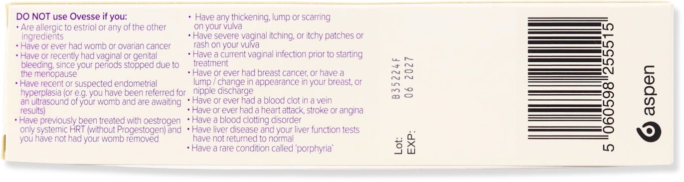 Ovesse 1mg/g Estriol Vaginal Cream 15g - 3