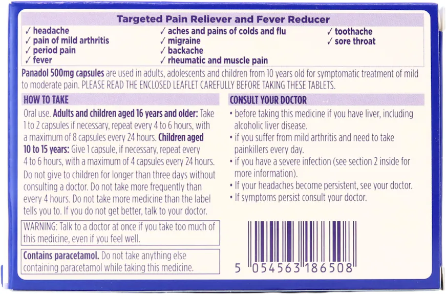 Panadol 500mg Paracetamol 16 Liquid Capsules - 2