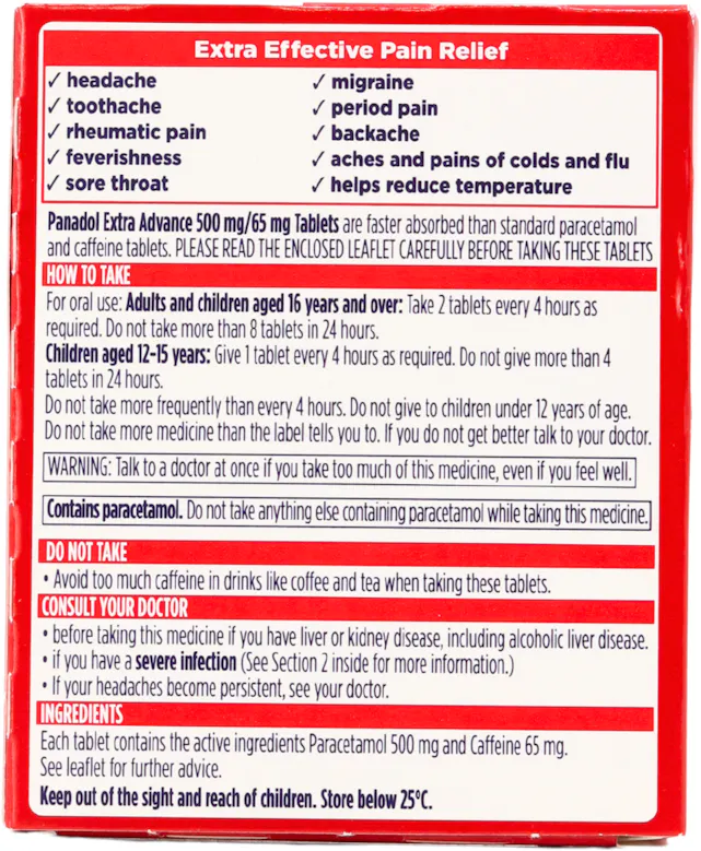 Panadol Extra Advance 500mg/65mg 16 Tablets - 2