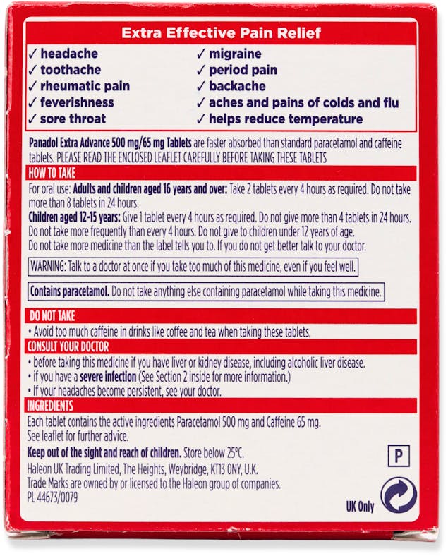 Panadol Extra Advance 500mg/65mg 32 Tablets - 2
