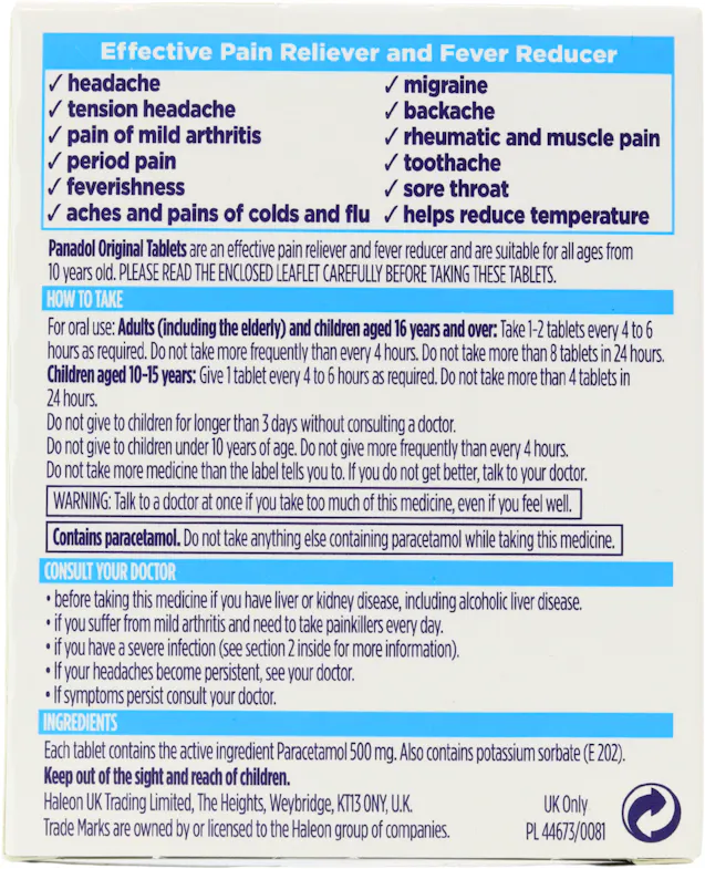 Panadol Orginal Paracetamol 12 Tablets - 2