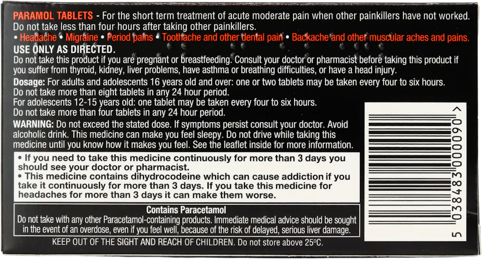 Paramol Paracetamol Dihydrocodeine 32 Tablets - 2