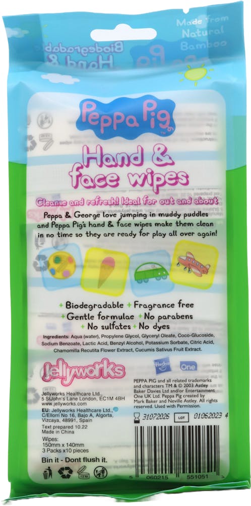 Peppa Pig Hand & Face Wipes 3 x 10 Pack - 2