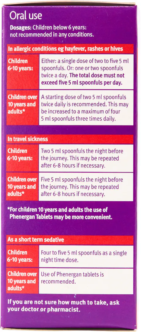 Phenergan Elixir 5mg/5ml Oral Solution 100ml - 3