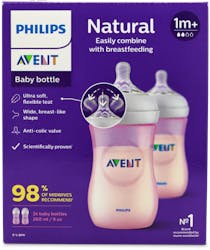 Philips Avent Natural Feeding Bottle 1 Month+ 2 Pack Pink