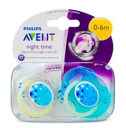 Philips Avent Night Time Soothers 0-6 Months 2 Pack