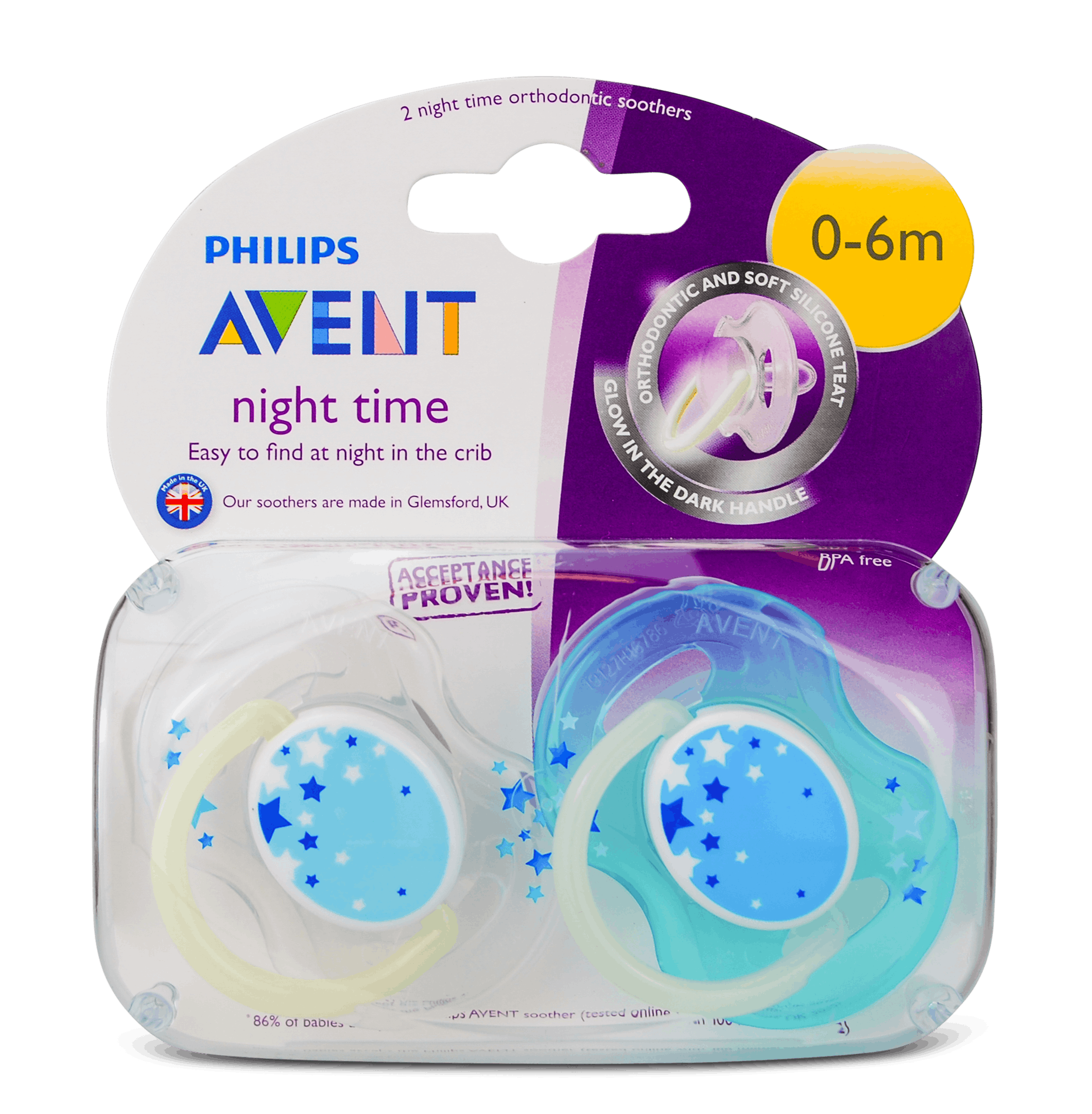 Buy Philips Avent Night Time Soothers 06m 2Pk medino