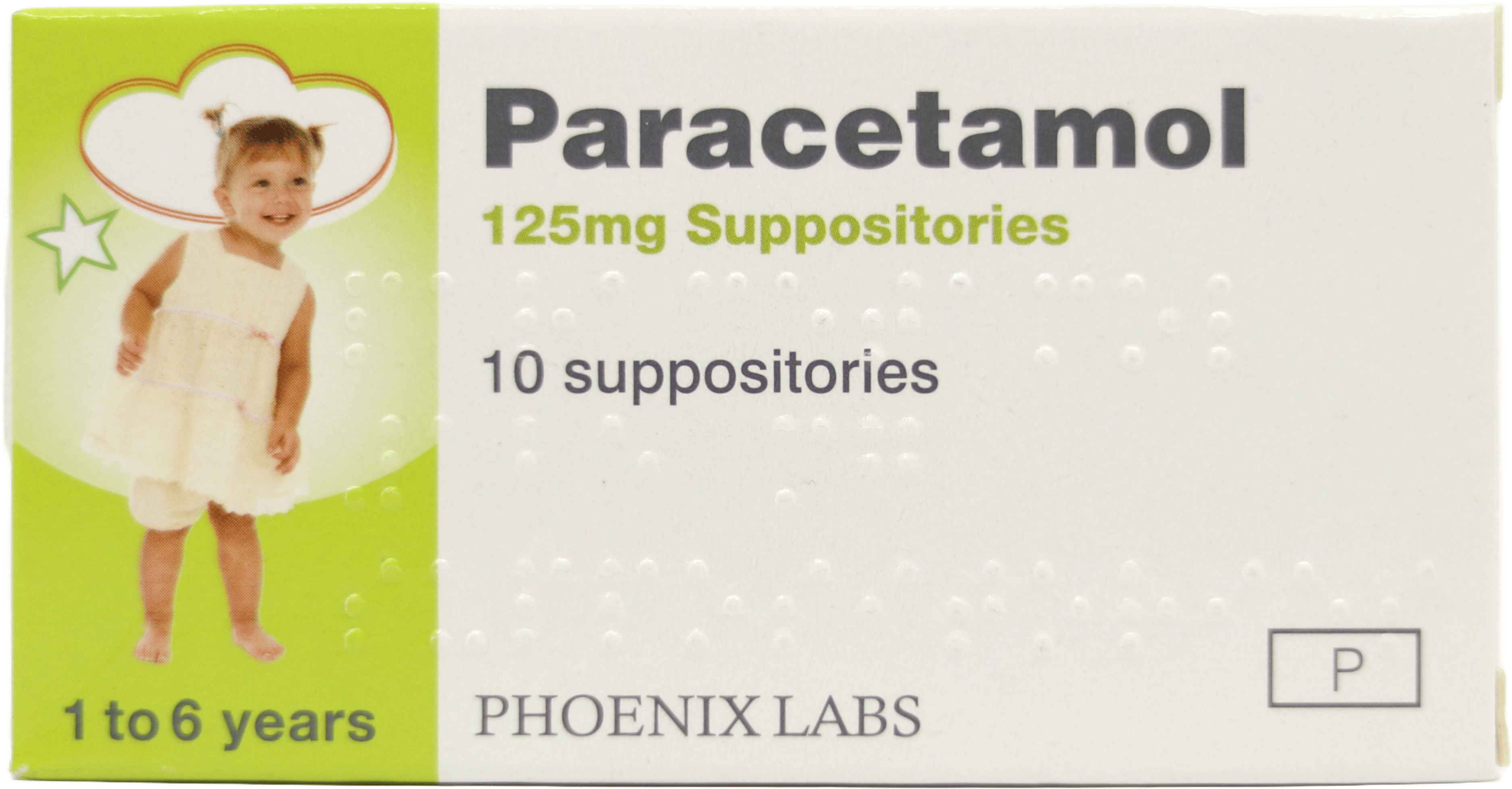 Phoenix Labs Paracetamol 125mg  for Children 10 Suppositories