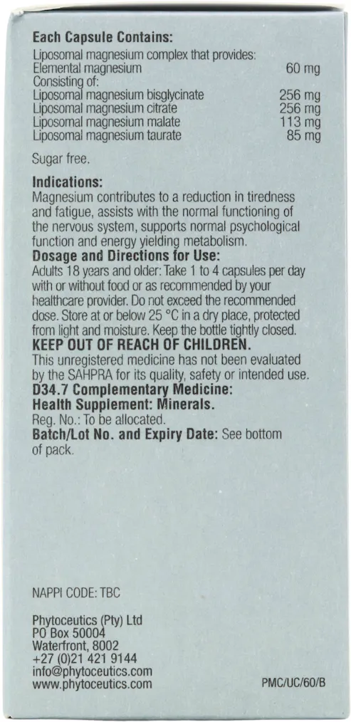 Phytoceutics Phytopure Magnesium Complex Liposomal 60 Vegicaps - 2
