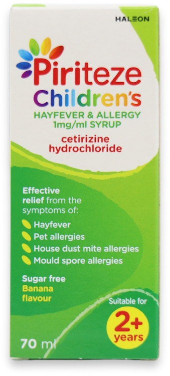 Piriteze 2+ Children's Hayfever & Allergy 1mg/ml Syrup 70ml