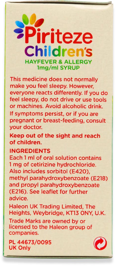 Piriteze Children's Hayfever & Allergy 1mg/ml Syrup 70ml - 3