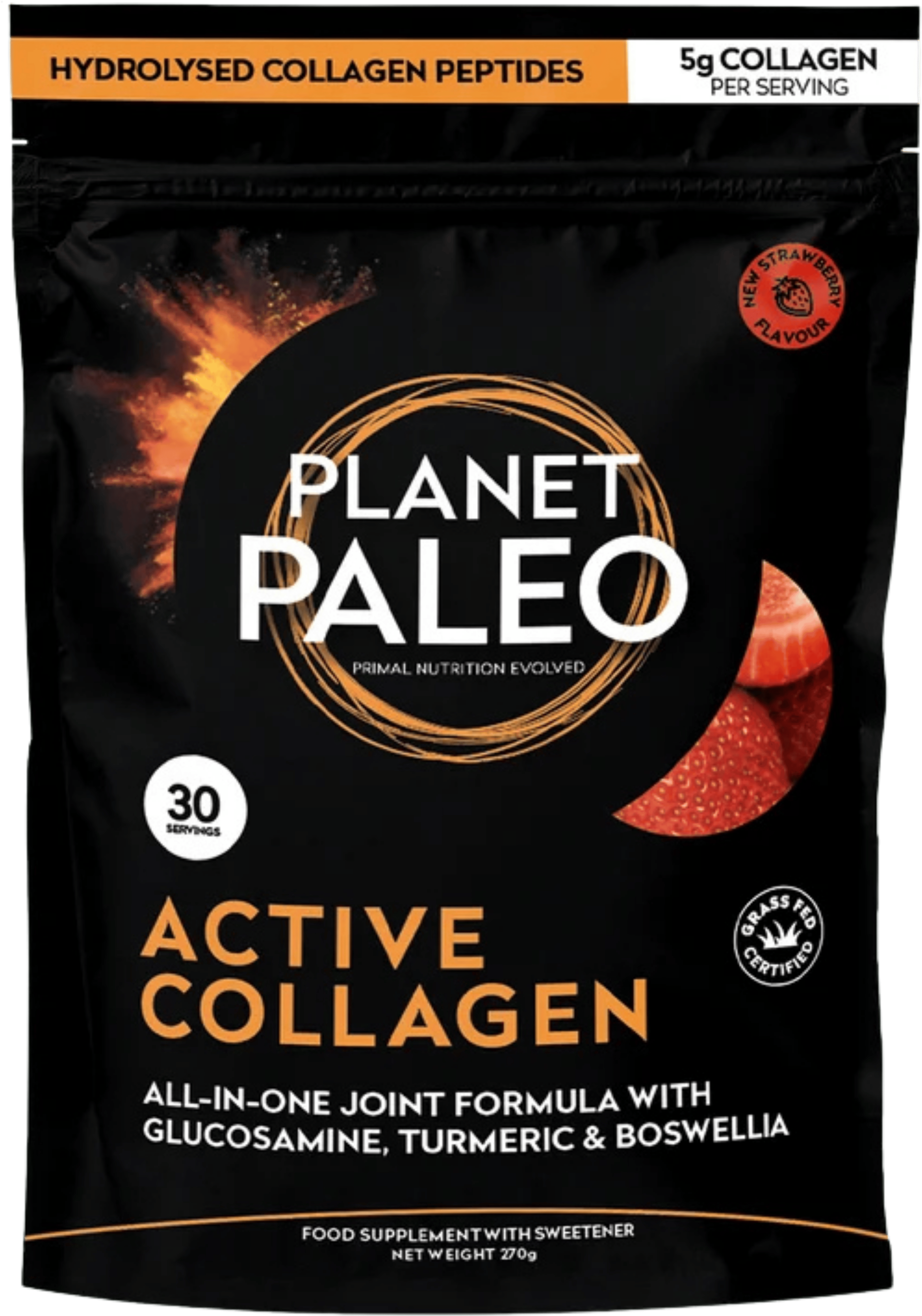 Planet Paleo Active Collagen Strawberry 270g