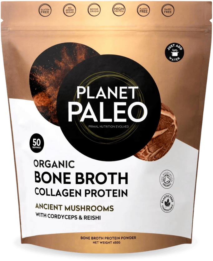 Planet Paleo Bone Broth Collagen Protein Ancient Mushrooms 450g