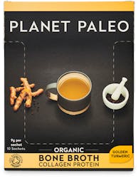 Planet Paleo Organic Bone Broth Collagen Protein Golden Turmeric Sachets 10 Pack