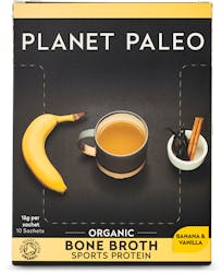 Planet Paleo Organic Bone Broth Sports Protein Vanilla & Banana Sachets 10 Pack