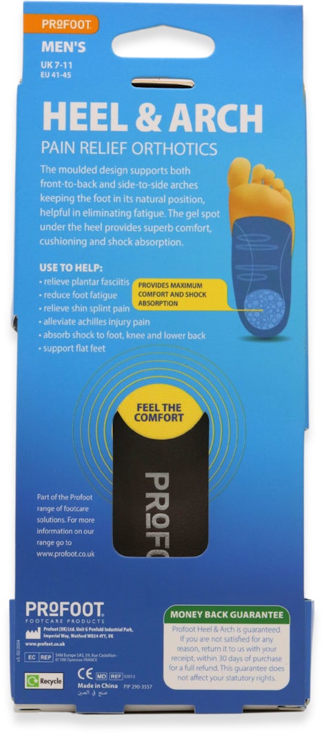 Profoot Men's Heel Arch Pain Relief Orthotics Pair medino
