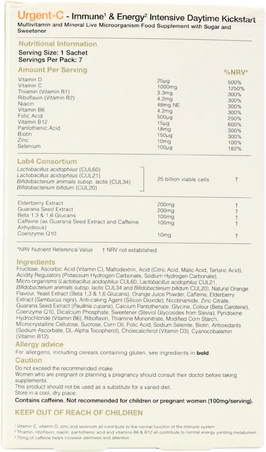 ProVen Biotics Urgent-C Immune & Energy Intensive Daytime Kickstart 7 Sachets - 2