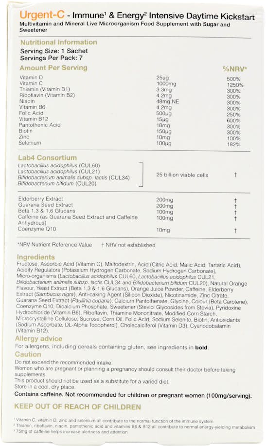 ProVen Biotics Urgent-C Immune & Energy Intensive Daytime Kickstart 7 Sachets - 2