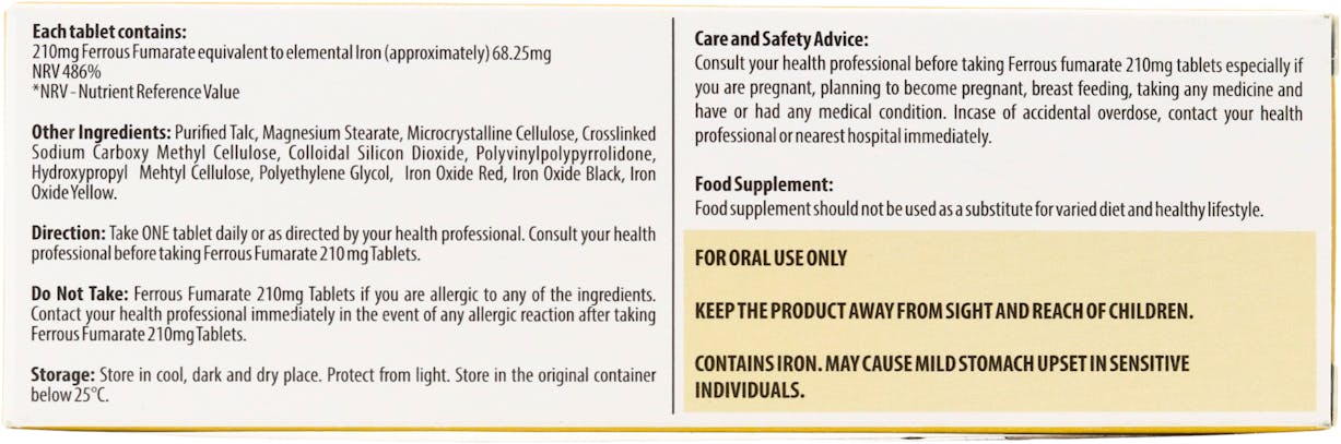 Purosure Ferrous Fumarate 210mg 84 Tablets - 2