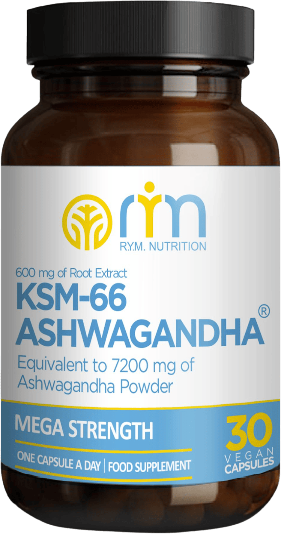 R.Y.M. KSM-66 Ashwagandha 600mg 30 Capsules