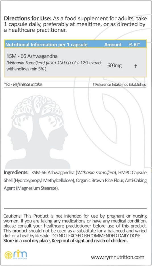R.Y.M. KSM-66 Ashwagandha 600mg - 3